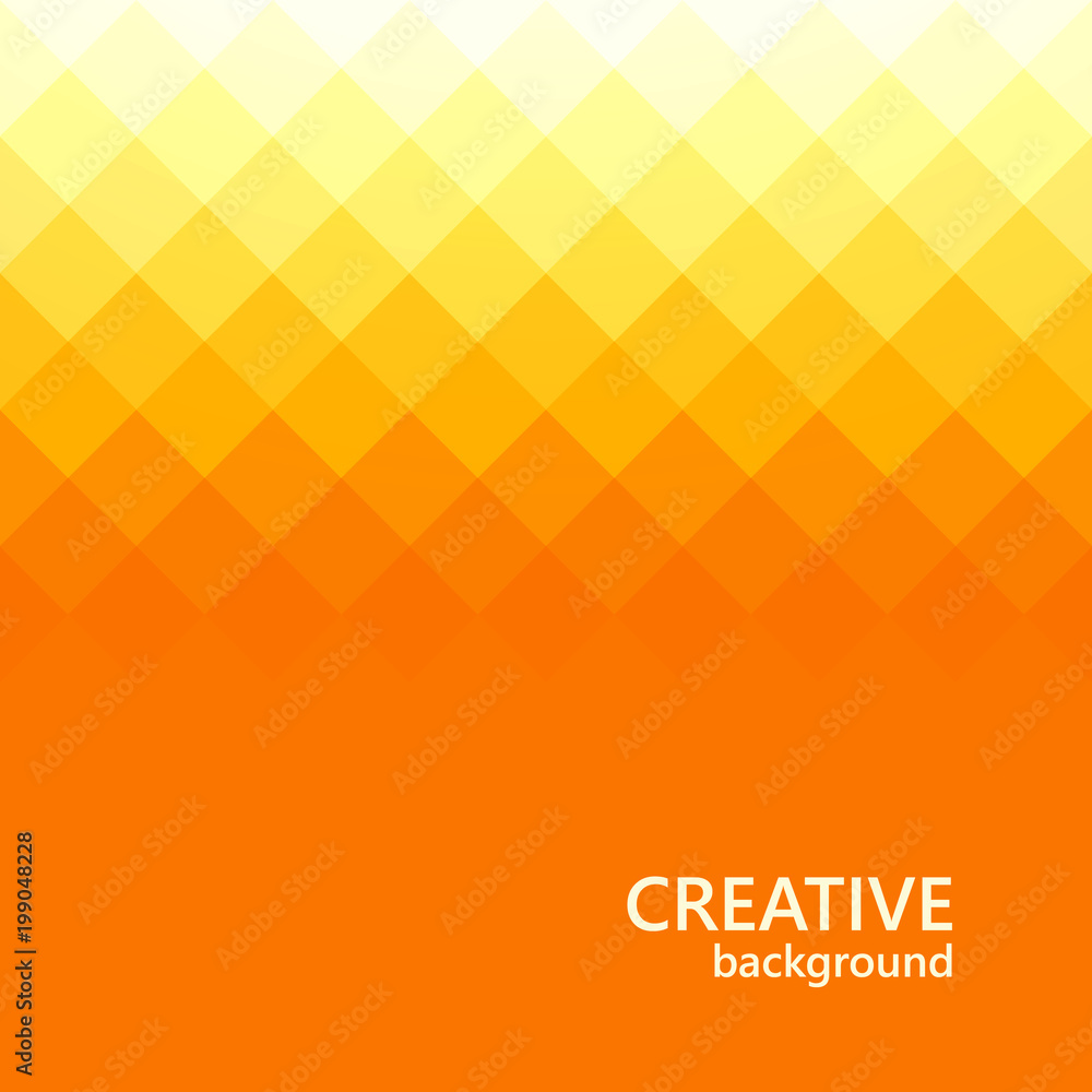 Poster orange background. abstract color mosaic. triangle vector background