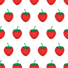 Strawberry background. Seamless pattern with red strawberries. Vector illustration