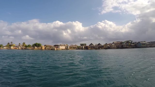 houses on coast  - village on island, Guna Yala city, Panama