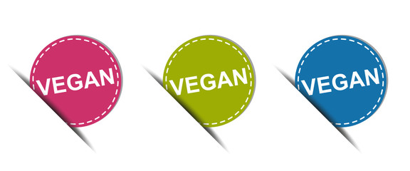 Vegan Web Button - Colorful Vector Icons - Isolated On White Background