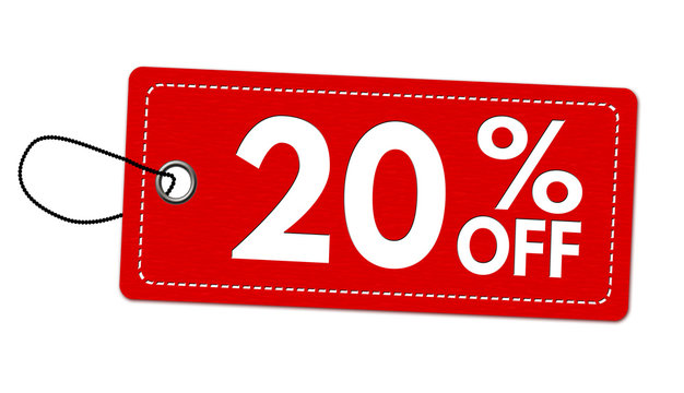 Special offer 20% off label or price tag