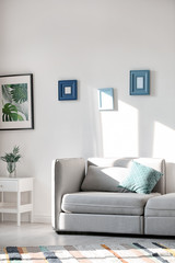 Stylish living room interior with comfortable sofa