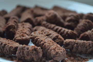 A beautiful, sweet dessert lies in a plate