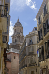 Fototapeta na wymiar Torre norte de la catedral de Málaga en Andalucía