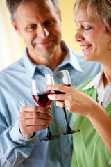 Couple: Having a Glass of Red Wine