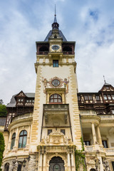 Main tower of he Peles castle in Sinaia, Romania