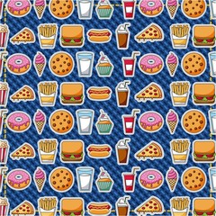 patches fast food sweet pastry pattern vector illustration