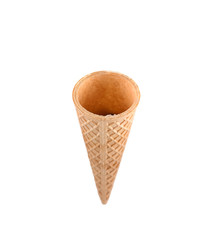 empty ice cream cone isolated on white background