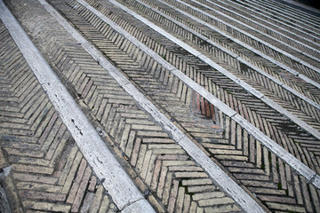 stone long ancient staircase in Rome in the summer