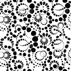 Fototapeta premium Abstract dot seamless pattern. Chaotic round shape circle bubble