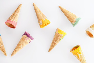 Glazed ice cream cones isolated on a white background