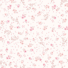 Floral seamless pattern. Ornamental flowers. White summer texture