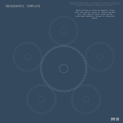 Infographic vector template of gears with on the grey background.