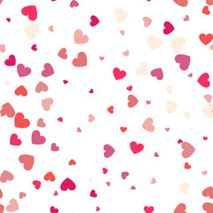 Seamless background with different colored confetti hearts for valentine time