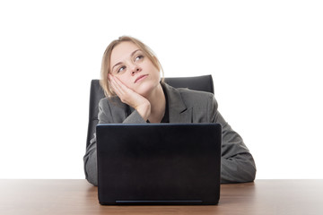 young business woman sitting a her desk