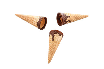 Glazed ice cream cones isolated on a white background