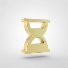 Golden hourglass half icon isolated on white background.