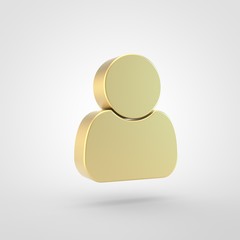 Golden user icon isolated on white background.