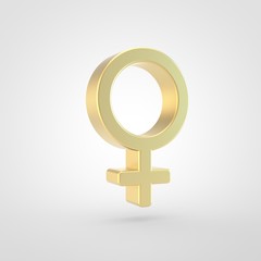 Golden venus icon isolated on white background.