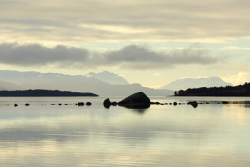 Tranquil seascape of a Norwegian fjord