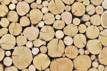 Stacked wooden logs texture