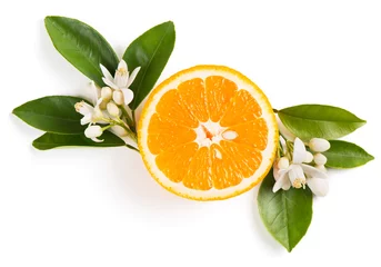 Foto op Plexiglas Orange fruit and flowers. © denira