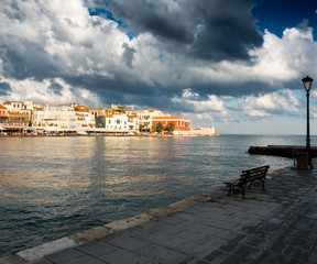 Fototapeta premium Chania cityscape and sea, Crete, Greece