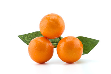 Orange Model fruit.Fake on white background.