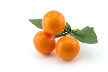 Orange Model fruit.Fake on white background.