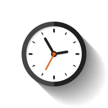 Simple Clock icon in flat style, minimalistic timer on white background. Business watch. Vector design element for you project
