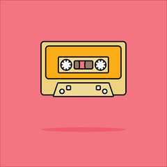 Illustration of audio tape icon in flat style
