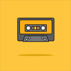 Illustration of audio tape icon in flat style