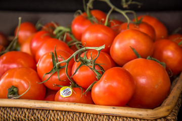red vine tomatoes at market 