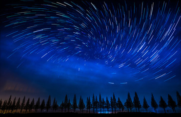 Trail of a whirlwind in a rural village
