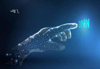 robot hand or arm presses the button