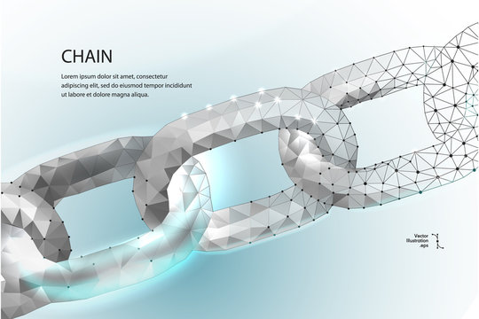 Chain. Blockchain. Low poly 