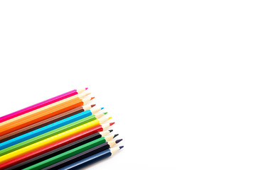 stationary colored pencil on white background