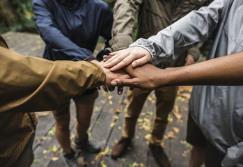 Team building outdoor in the forest