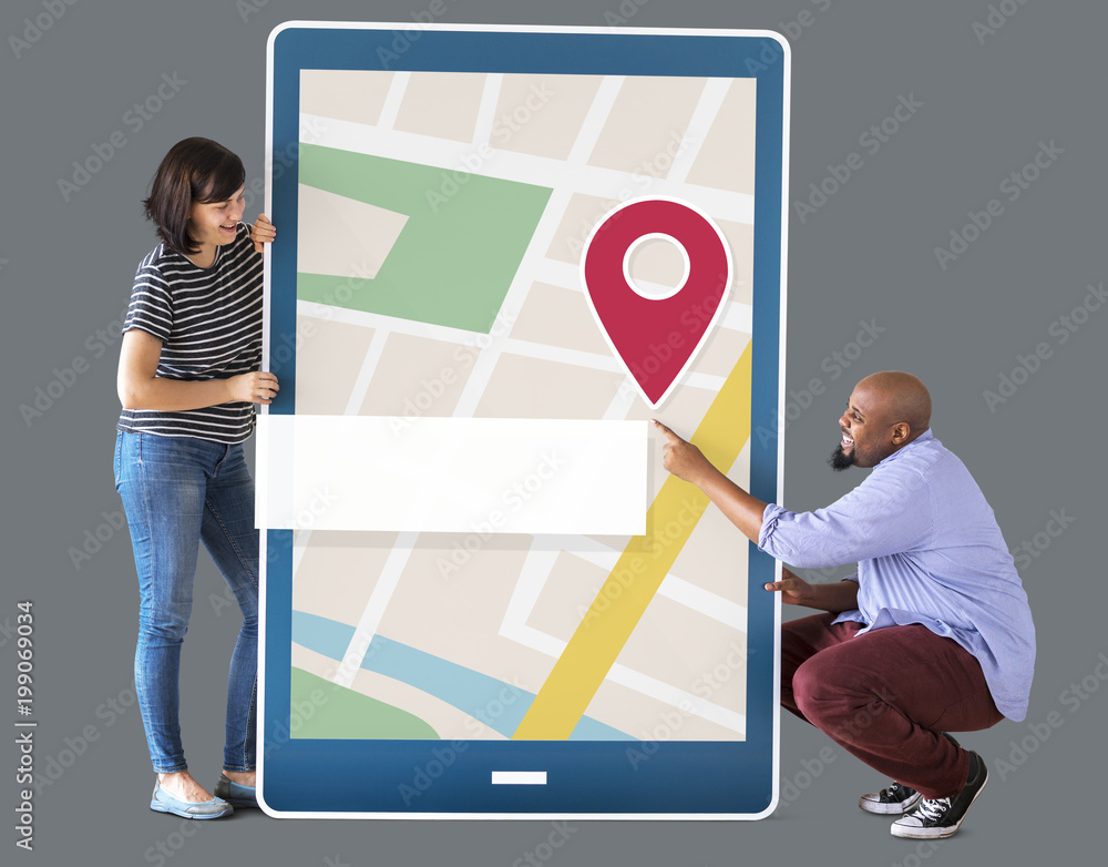 Poster gps navigation map on digital device