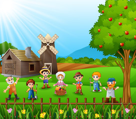 The farmers gathered in farm