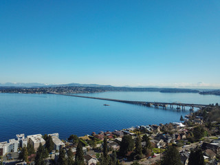 Amazing aerial view of Lake Washington.