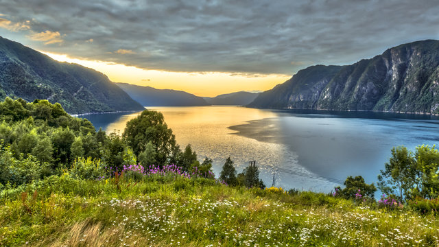 Aerial View over Storfjord from Stranda viewpoint