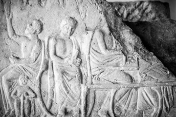 Intricate carving of people, Athens, Greece