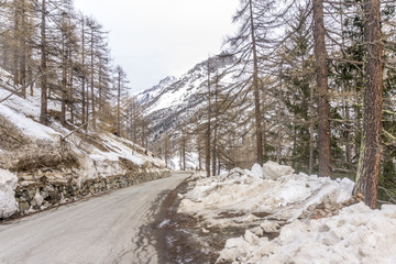 spring in the mountains with lots of snow