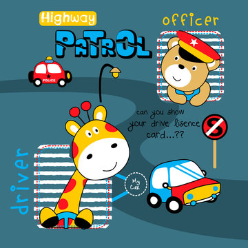 police patrol cartoon vector