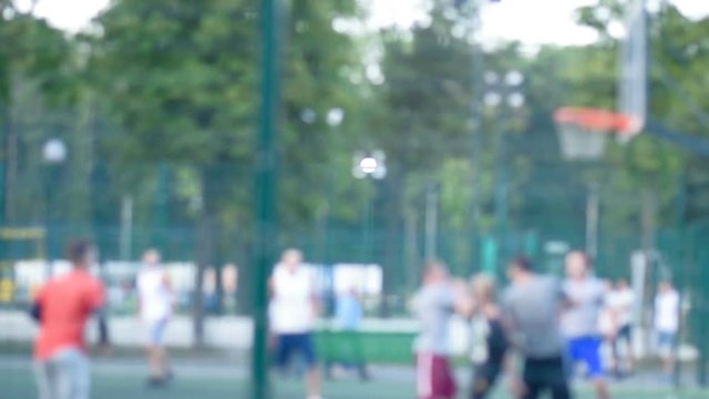 Streetball training outdoors in the park. Healthy lifestyle. Video in full hd format