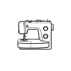 Sewing-machine hand drawn outline doodle icon. Vector sketch illustration of sewing-machine for print, web, mobile and infographics isolated on white background.