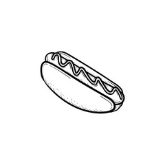 Hotdog hand drawn outline doodle icon