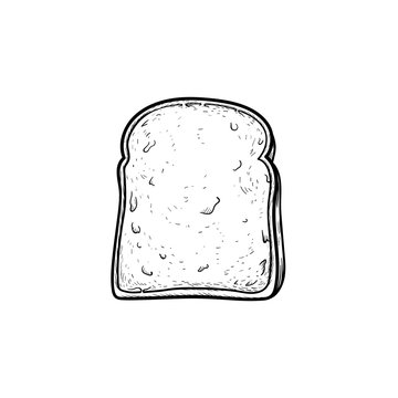 Whole Wheat Toast Bread Hand Drawn Outline Doodle Icon. Slice Of Bread For Sandwich Vector Sketch Illustration For Print, Web, Mobile And Infographics Isolated On White Background.