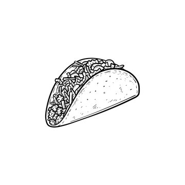 Taco hand drawn outline doodle icon. Traditional mexican fast food - taco vector sketch illustration for print, web, mobile and infographics isolated on white background.